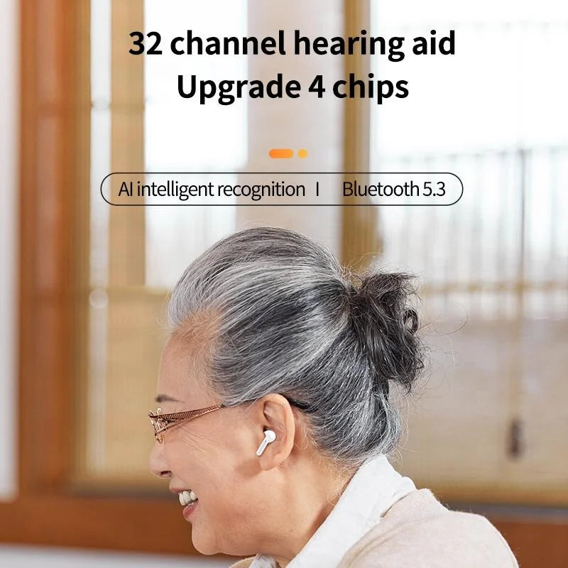 Smart Ai Bluetooth 5.3 In Ear Hearing Aid - White - Health