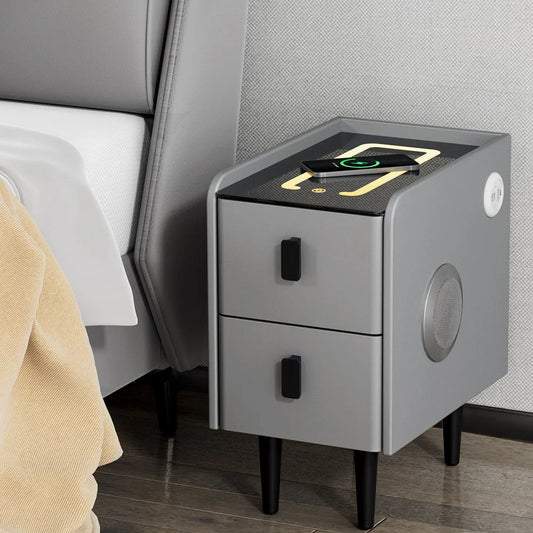 Smart Bedside Table 2 Drawers with Wireless Charging Ports