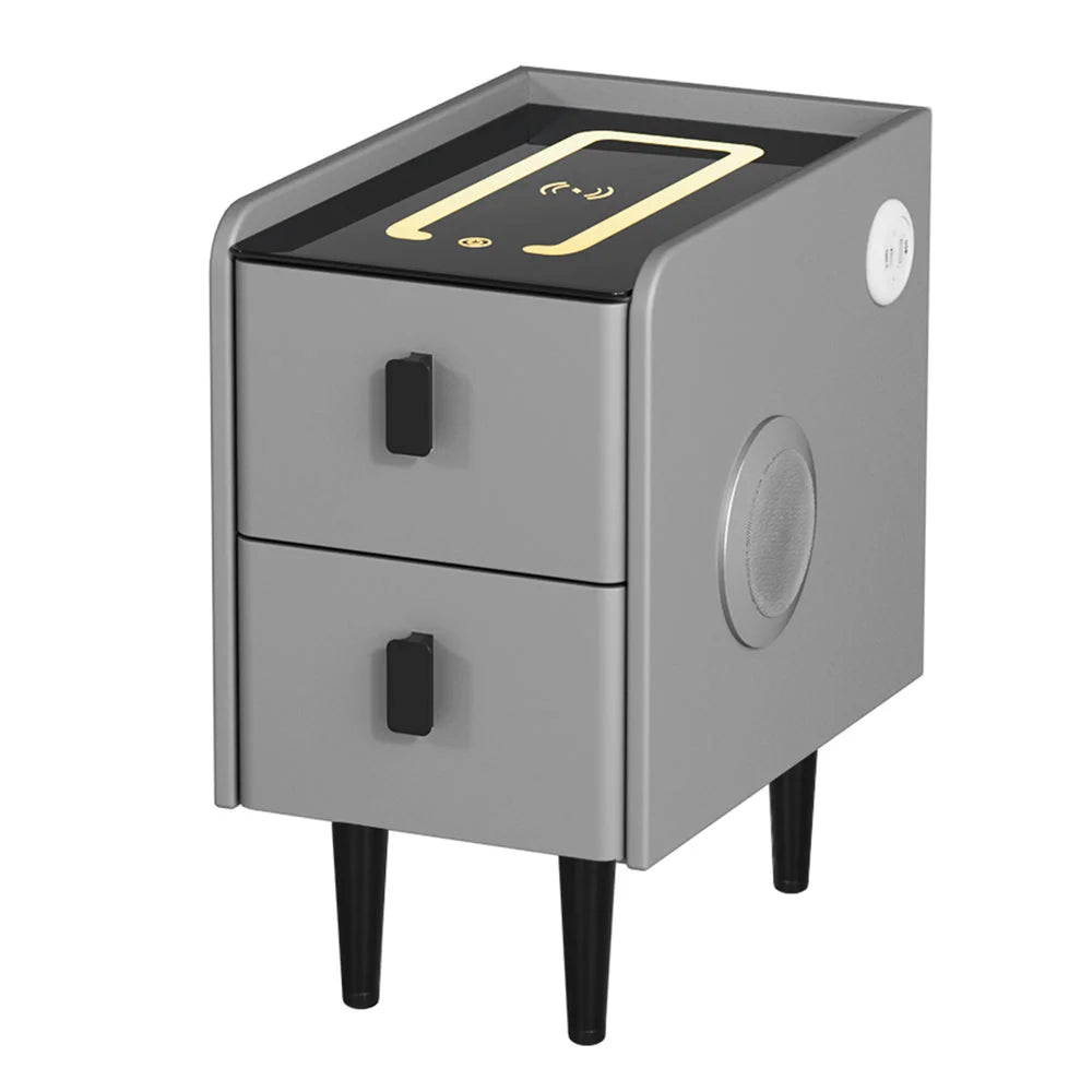 Smart Bedside Table 2 Drawers with Wireless Charging Ports