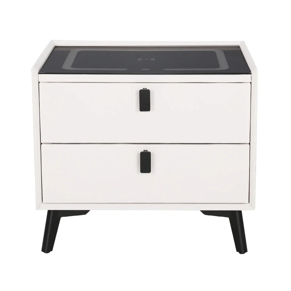 Smart Bedside Table 2 Drawers with Wireless Charging Ports