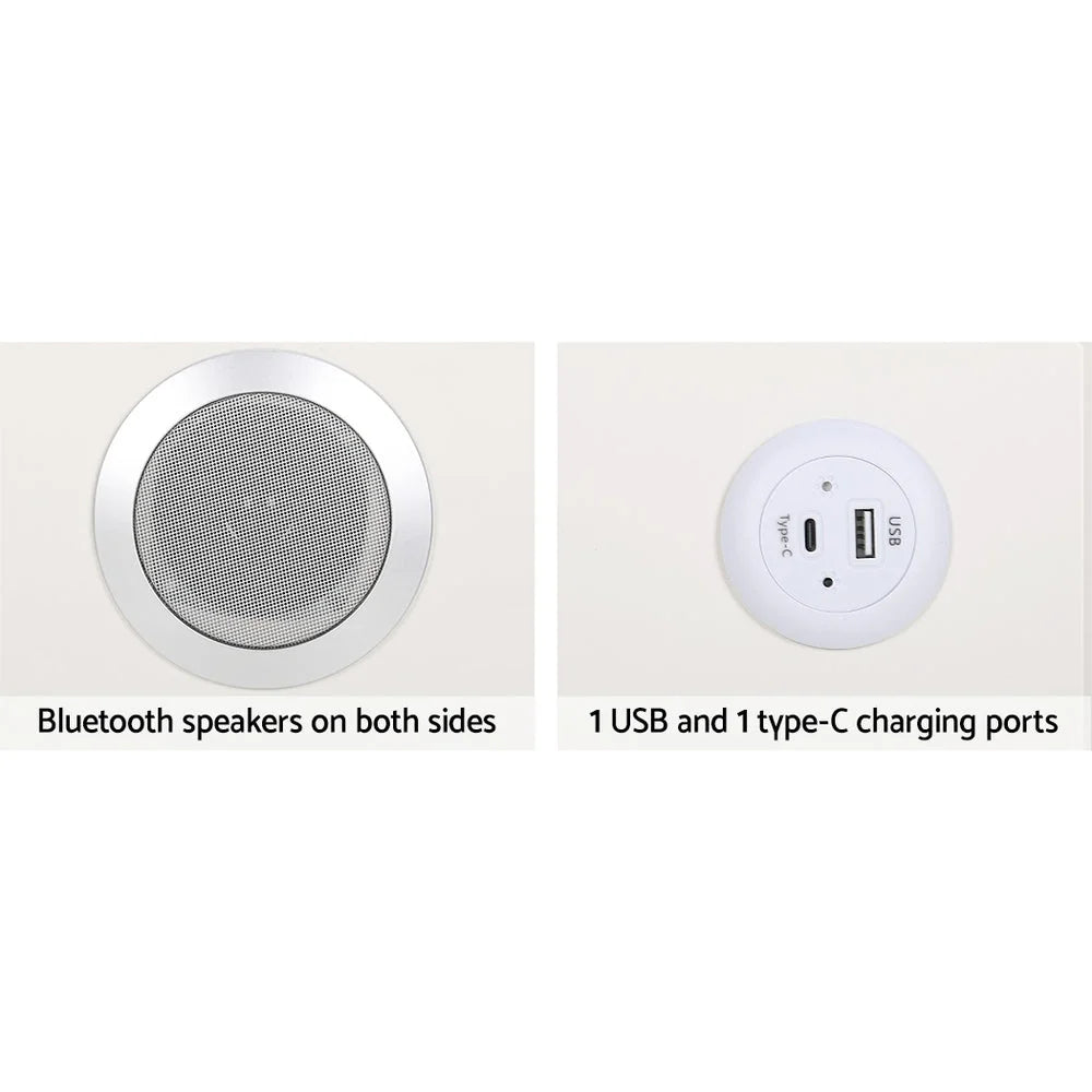 Smart Bedside Table 2 Drawers with Wireless Charging Ports