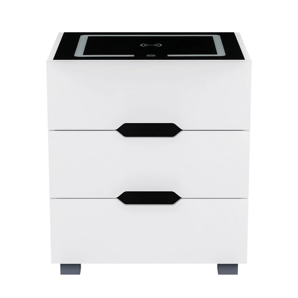 Smart Bedside Table 3 Drawers with Wireless Charging Ports
