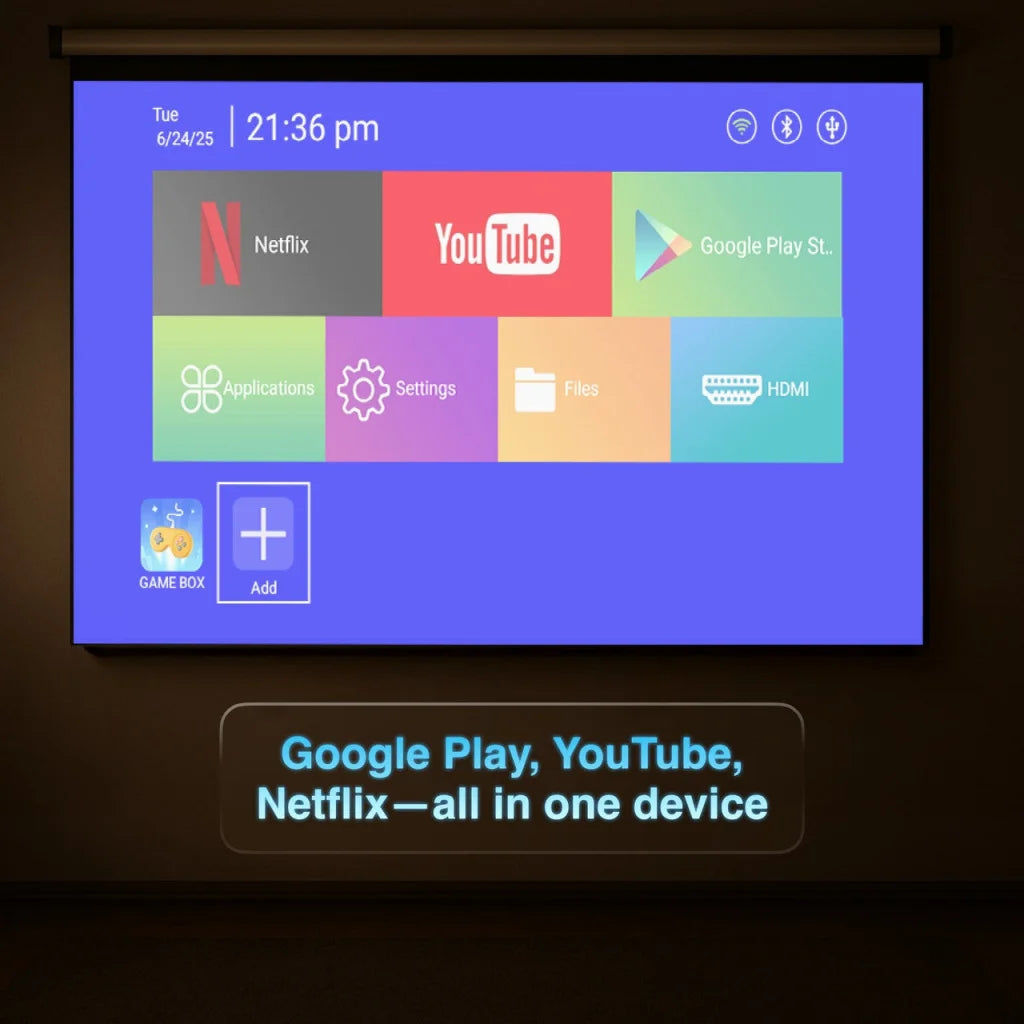 Smart Gaming Projector with 80 Games Dual Controllers