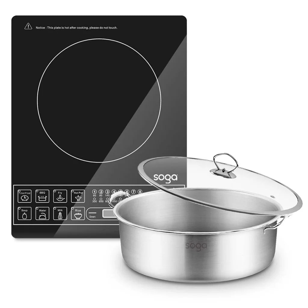 Smart Induction Cooktop Set Premium with 28cm Stainless Steel Induction Casserole Cookware