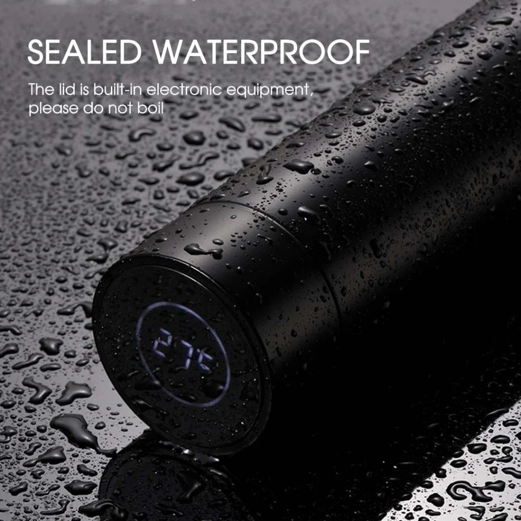 Smart LCD Thermometer Bottle Premium 500ML Stainless Steel Vacuum Flask - Red