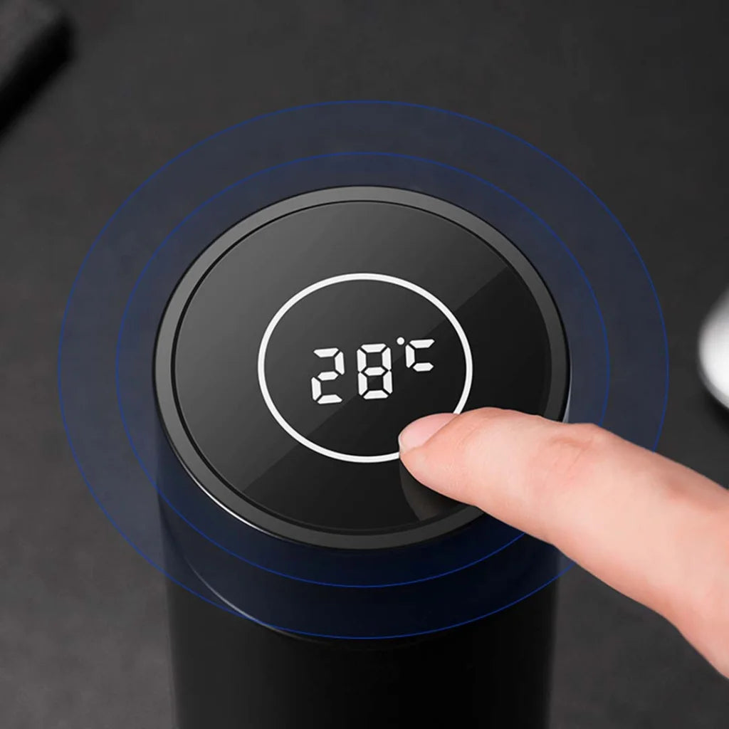 Smart LCD Thermometer Bottle Premium 500ML Stainless Steel Vacuum Flask - Red