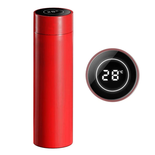 Smart LCD Thermometer Bottle Premium 500ML Stainless Steel Vacuum Flask - Red