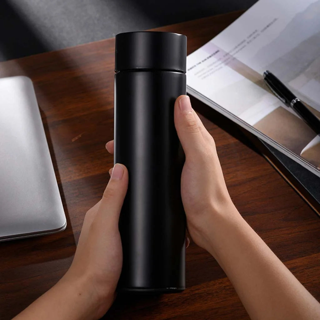 Smart LCD Thermometer Bottle Premium 500ML Stainless Steel Vacuum Flask - White