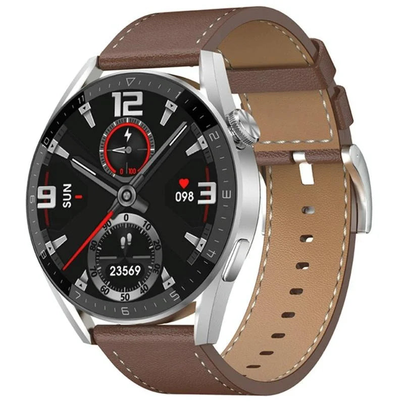 Smart Leather Watch With Colour Screen - Black - Fashion >