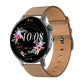 Smart Leather Watch With Colour Screen Black fashion