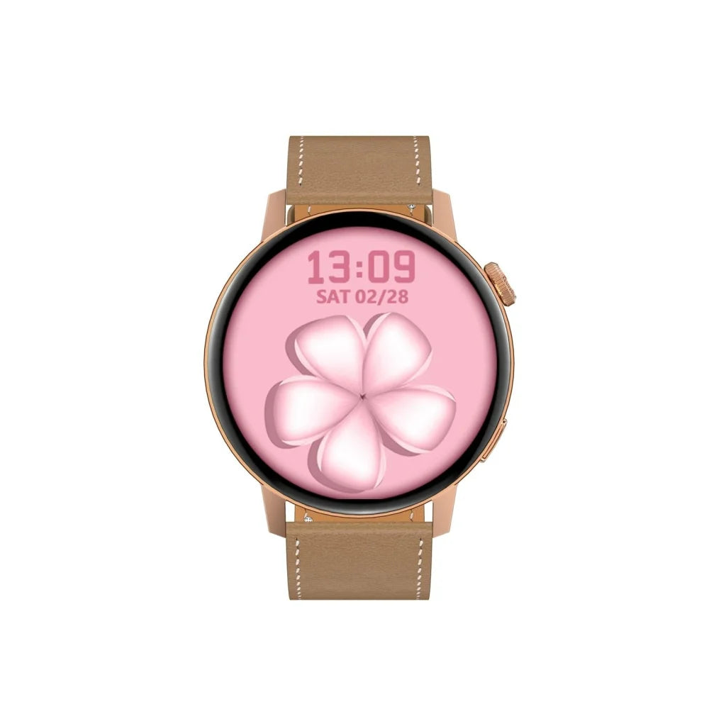 Smart Leather Watch With Colour Screen - Silver - Fashion >