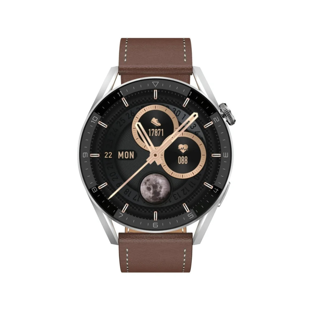Smart Leather Watch With Colour Screen - Silver - Fashion >
