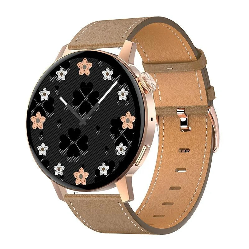 Smart Leather Watch With Colour Screen - Silver - Fashion >