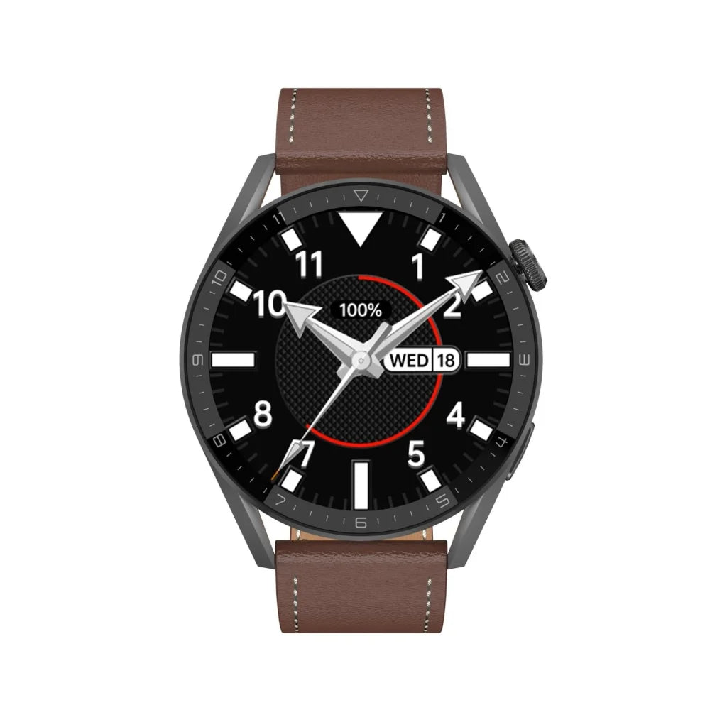 Smart Leather Watch With Colour Screen - Silver - Fashion >