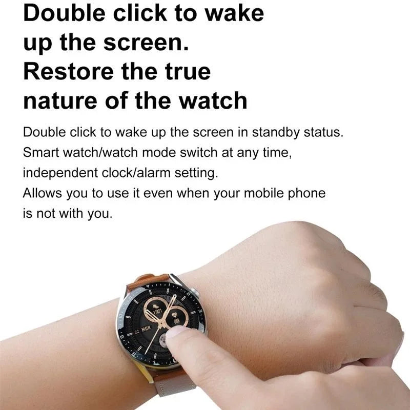 Smart Leather Watch With Colour Screen - Silver - Fashion >