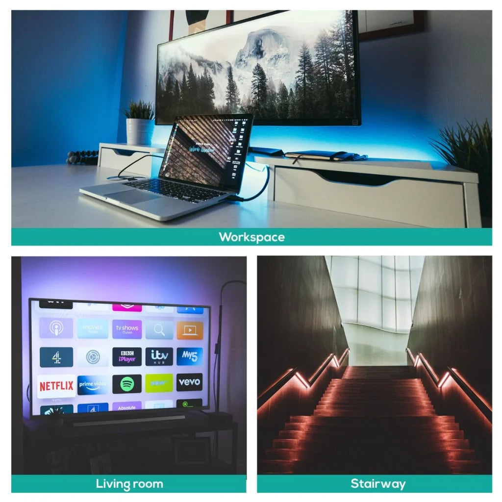 Smart LED Strip Lights 2M IP65 RGB & Warm White - Occasions