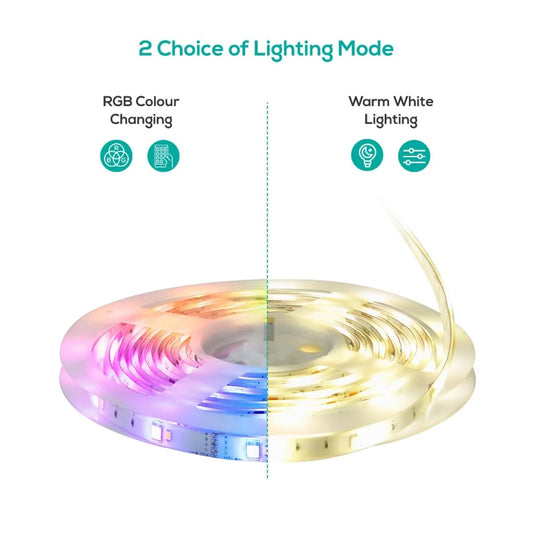 Smart LED Strip Lights 5M IP65 RGB & Warm White - Occasions