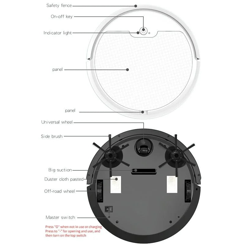 Smart Path-charging Sweeping Robot for Household - Black