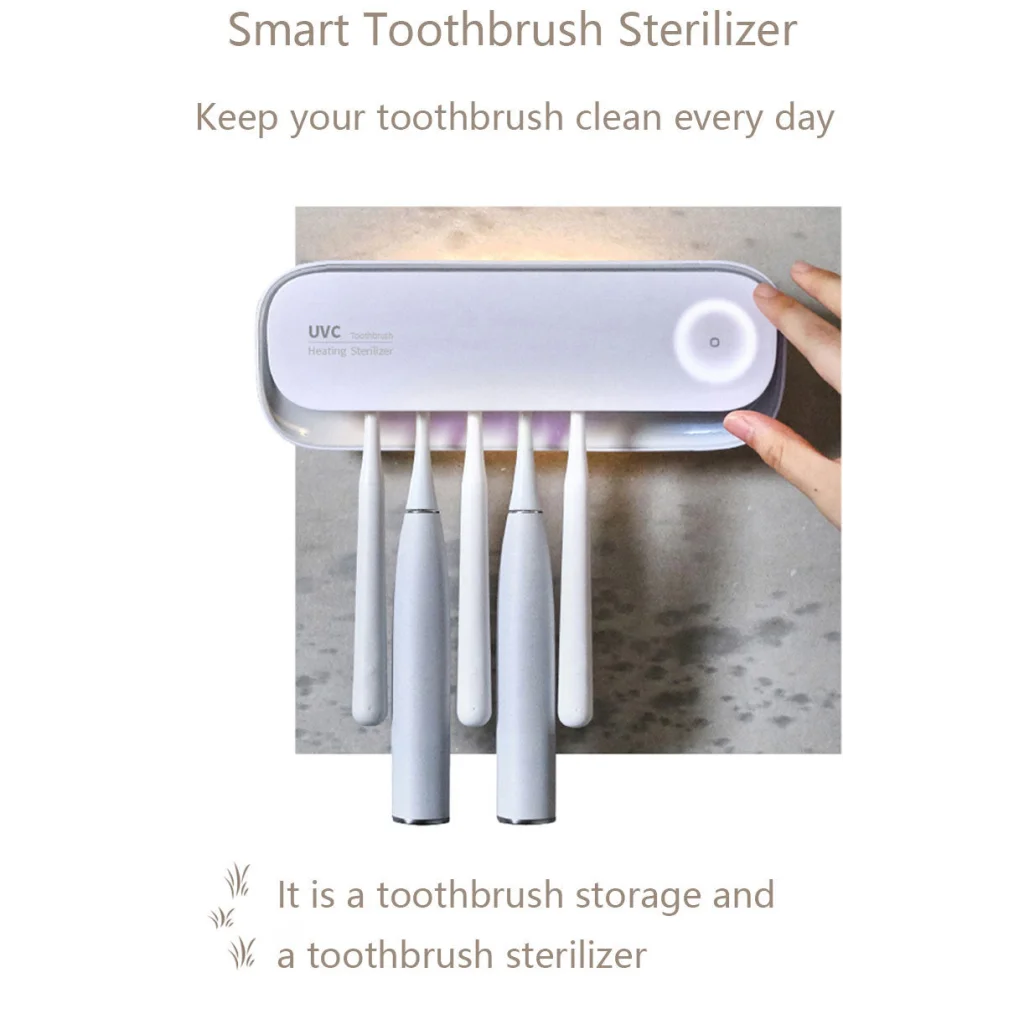 Smart UVC Toothbrush Sterilizer & Holder with Heat Drying