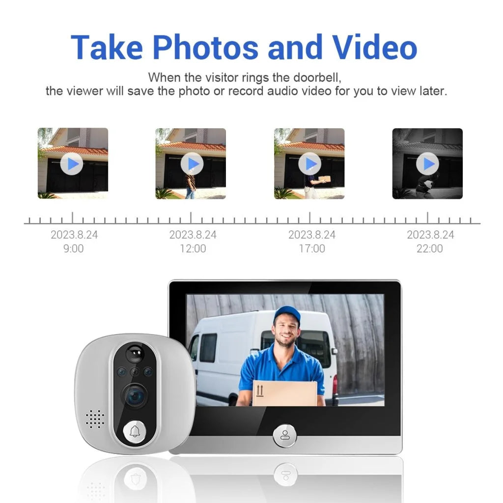 Smart Wifi Door Viewer With Wide-Angle Pir & Night Vision