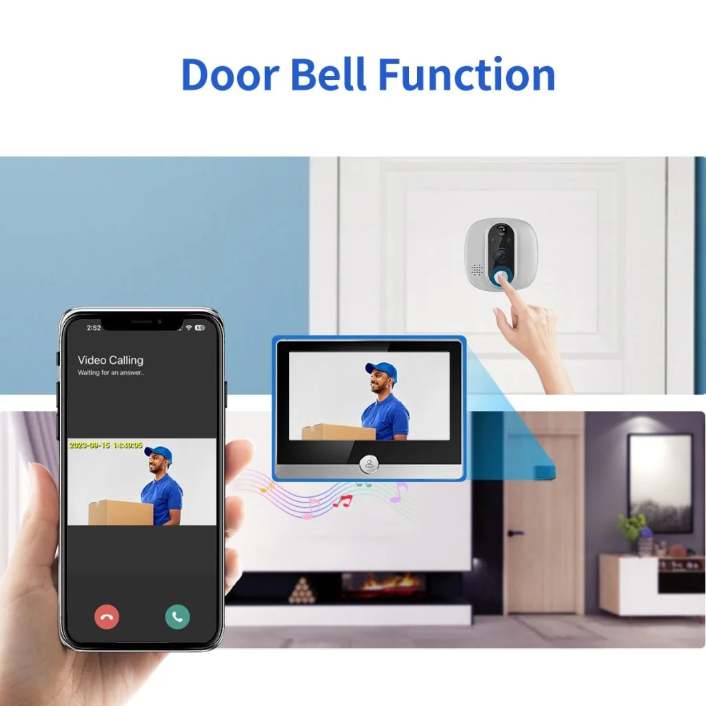 Smart Wifi Door Viewer With Wide-Angle Pir & Night Vision