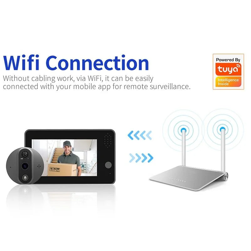 Smart Wifi Door Viewer With Wide-Angle Pir & Night Vision