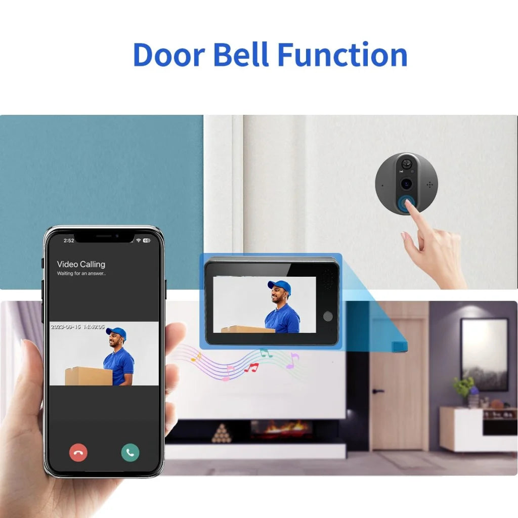 Smart Wifi Door Viewer With Wide-Angle Pir & Night Vision