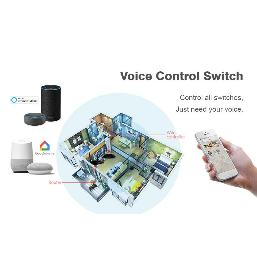 Smart WIFI Switch for Lights LED Touch Panel 3 Gang