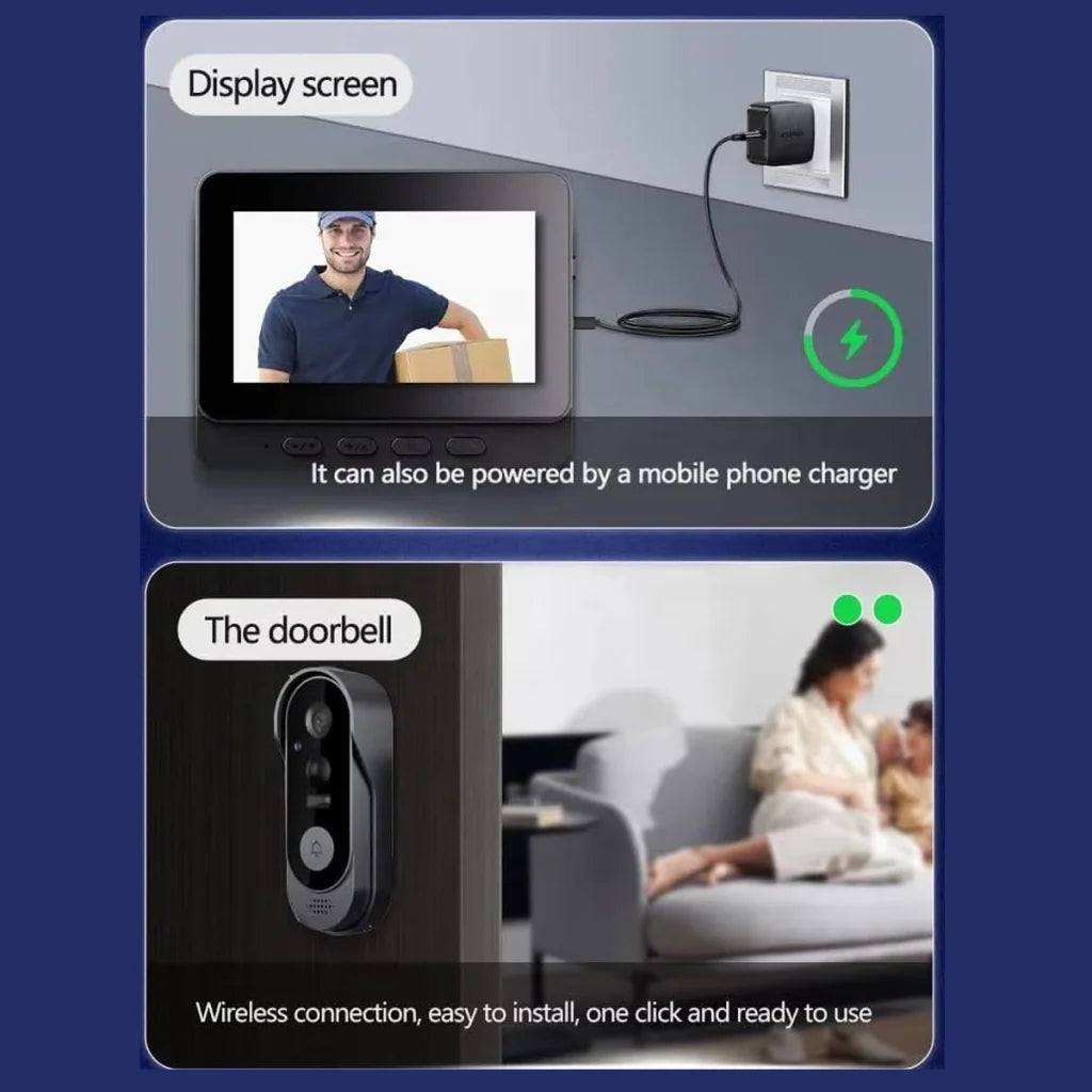Smart Wireless Video Doorbell with 4.3’’ Screen HD 8MP