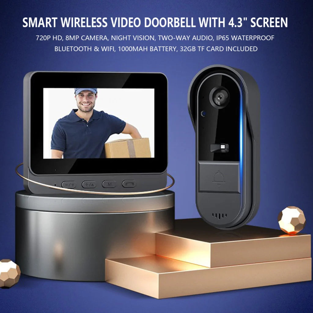 Smart wireless video with storage shelves and support legs