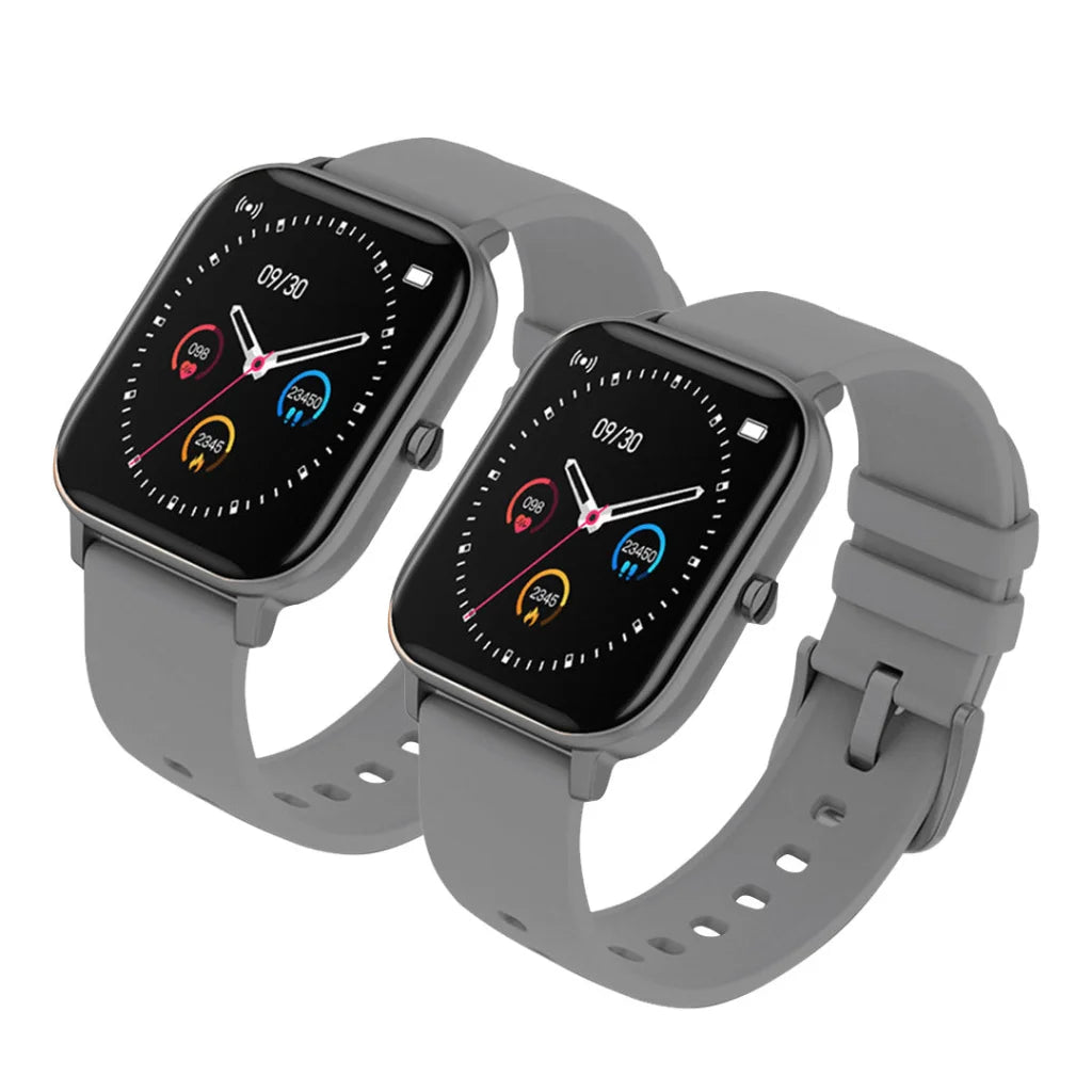 Smart Wrist Watch Set Premium 2X Waterproof Fitness Heart Rate Monitor Tracker P8 - Grey