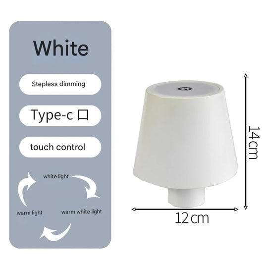 Smooth white Cordless LED Bottle Lamp - Rechargeable