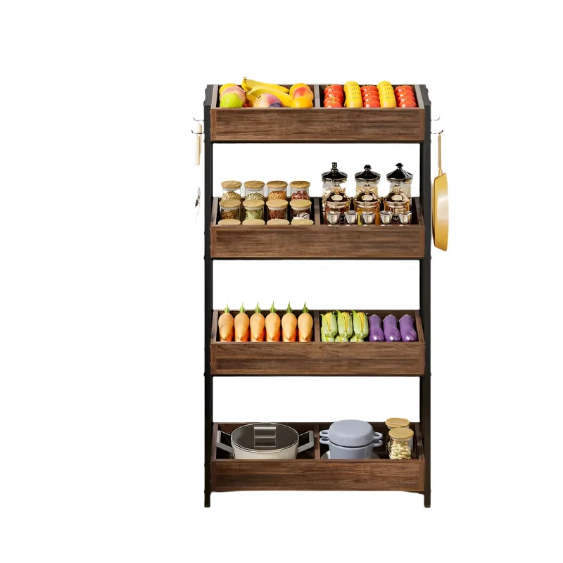 Snack Rack Basket 4-Tier Wood - Vintage Brown NNETMLT