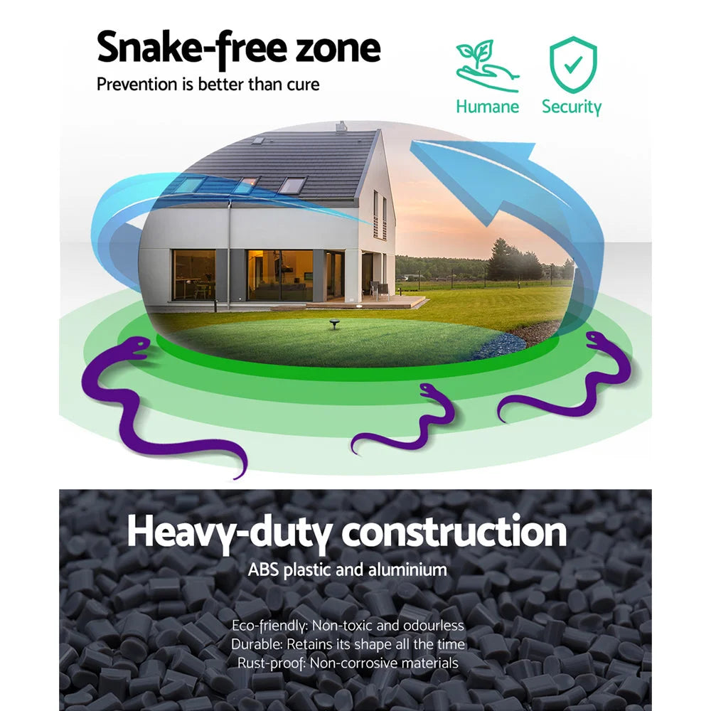 Snake Repeller Set of 12 Solar LED Pulse Plus Ultrasonic