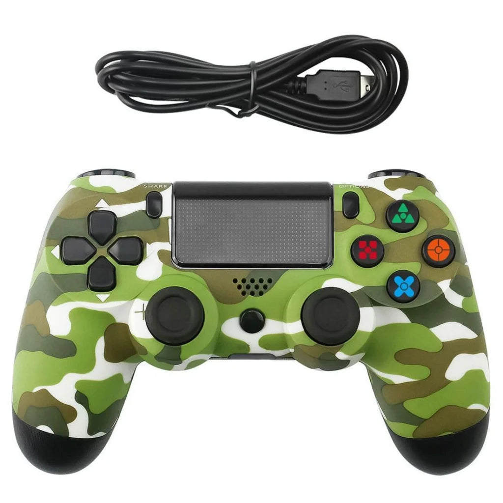 Snowflake Button Wired Gamepad For Ps4 - Green Camouflage-1915197515121168388