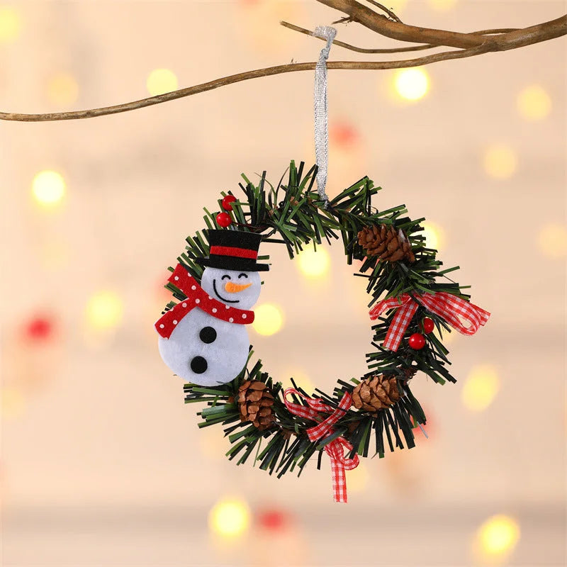 Snowman Mini Christmas Wreath Ornaments (11cm) - Festive