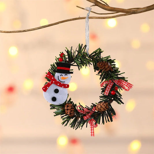 Snowman Mini Christmas Wreath Ornaments (11cm) - Festive