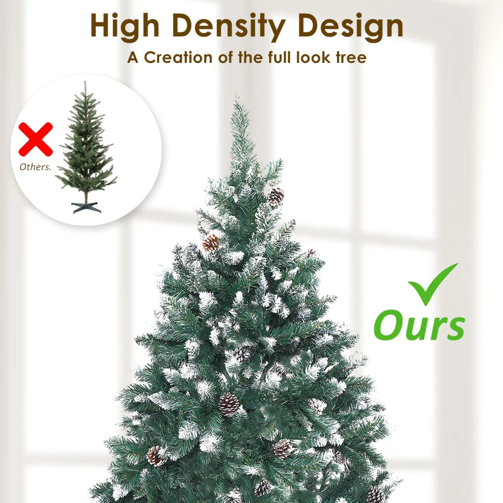Snowy Christmas Tree Xmas Pine Cones 4Ft 120cm 390 tips