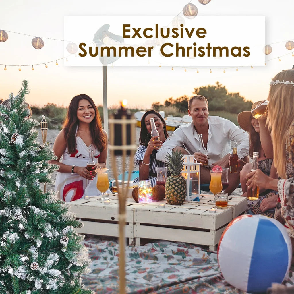 Snowy Christmas Tree Xmas Pine Cones 4Ft 120cm 390 tips