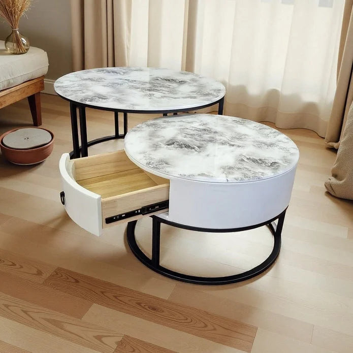 Snowy Mountain Faux Modern Marble Slate