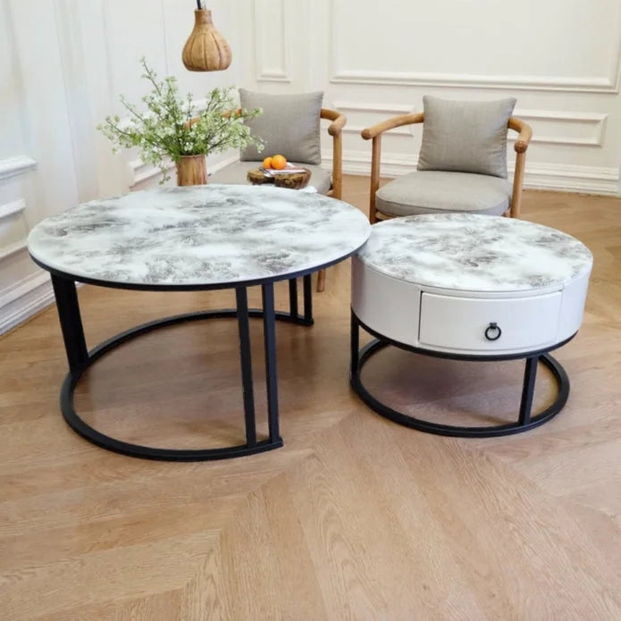 Snowy Mountain Faux Modern Marble Slate Nesting Coffee