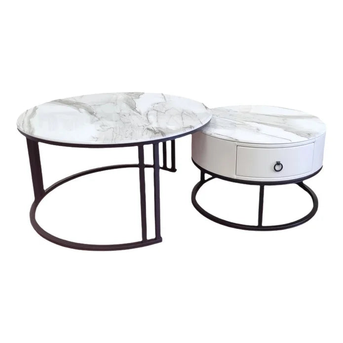 Snowy Mountain Faux Modern Marble Slate Nesting Coffee