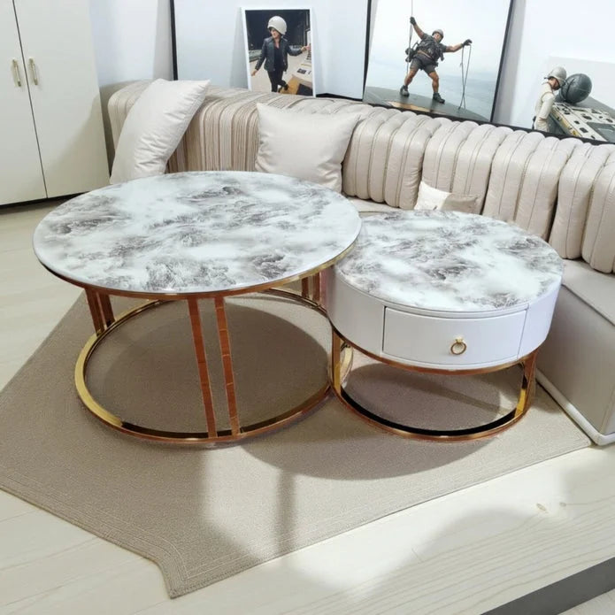 Snowy Mountain Faux Modern Marble Slate