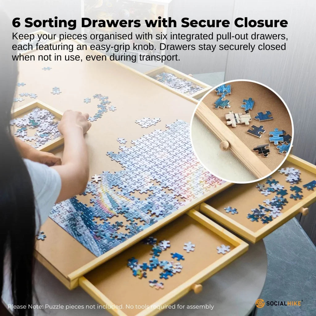 Social Hike 1500pcs Puzzle Board 6 Drawer with Cover
