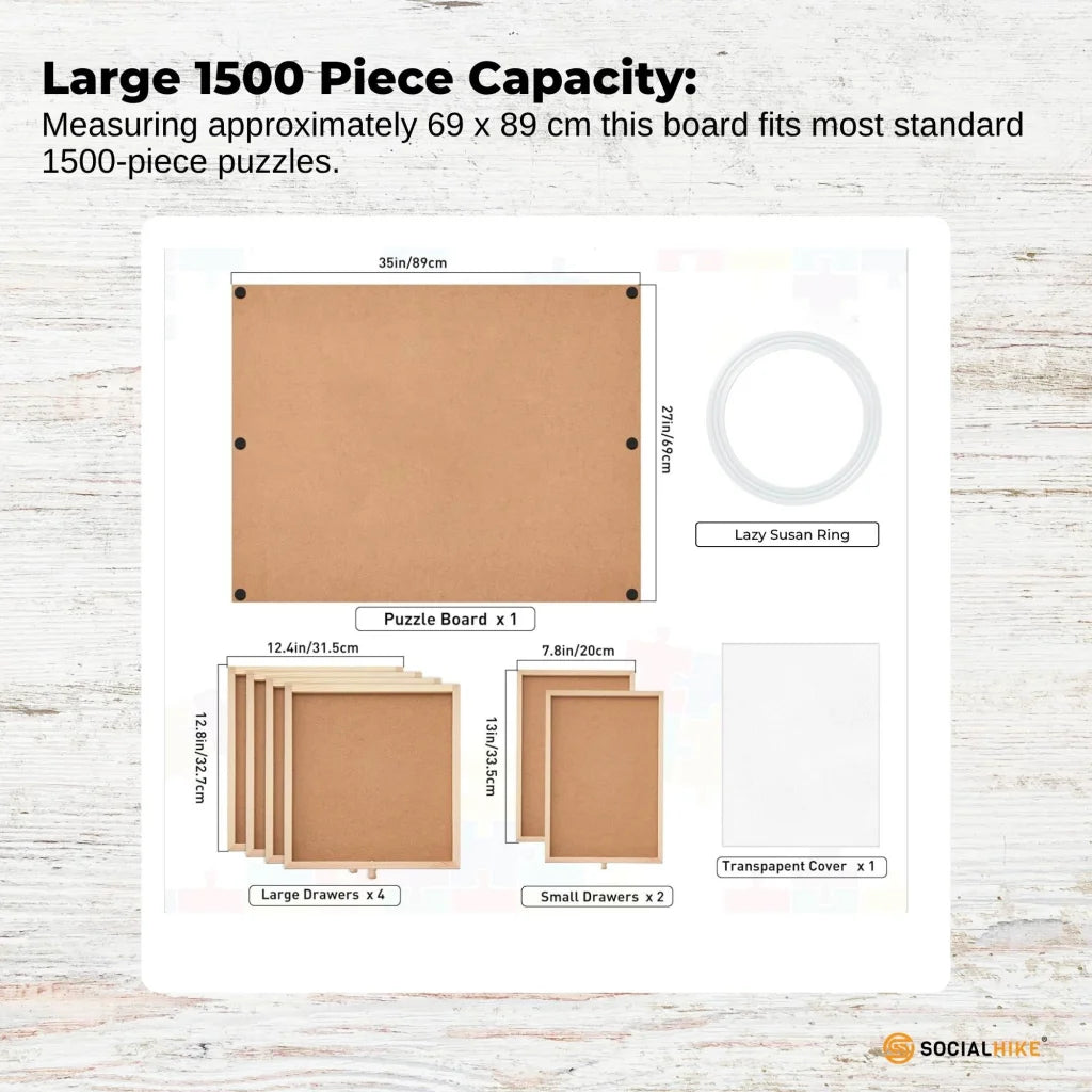 Social Hike 1500pcs Puzzle Board 6 Drawer with Cover