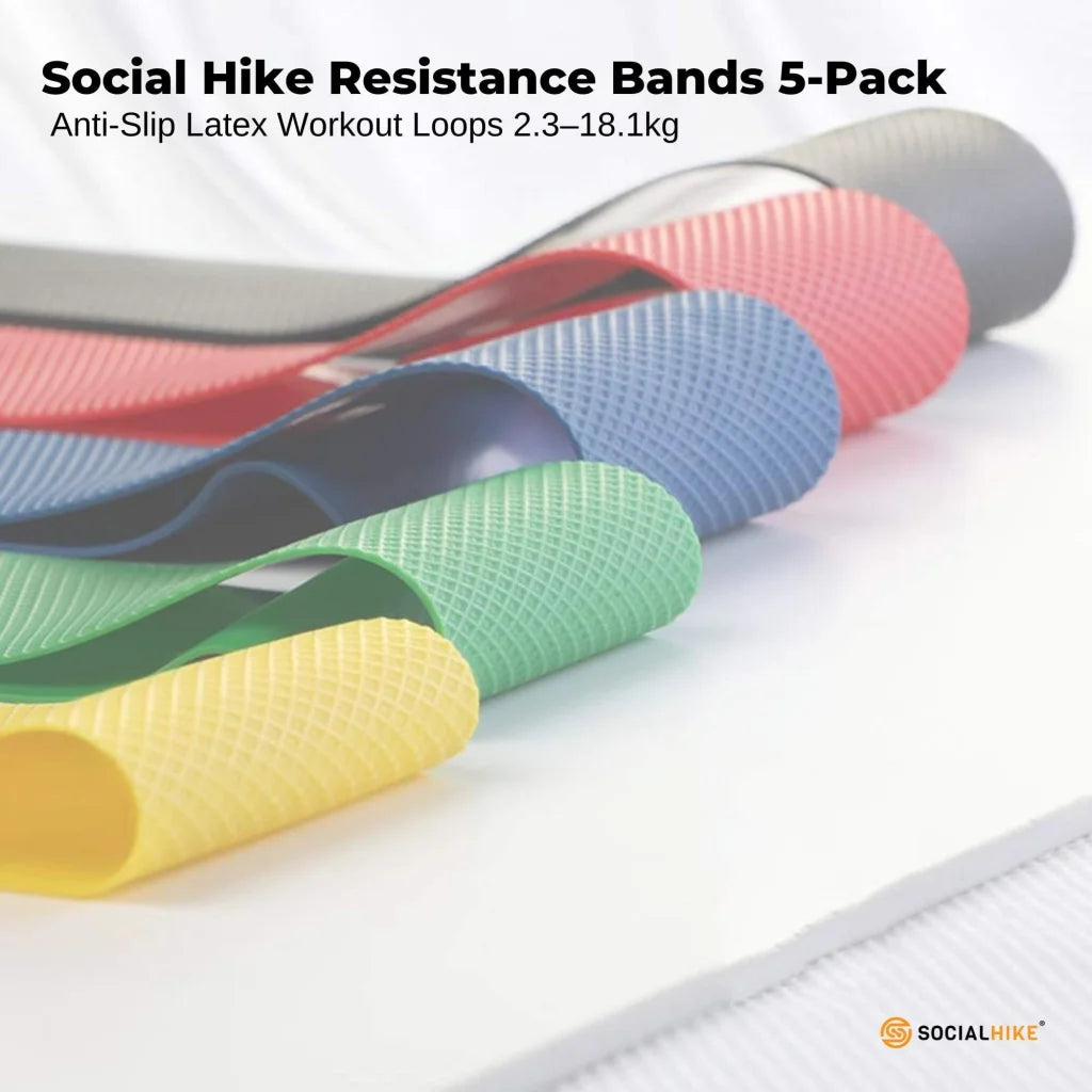 Social Hike Resistance Bands 5-Pack – Anti-Slip Latex