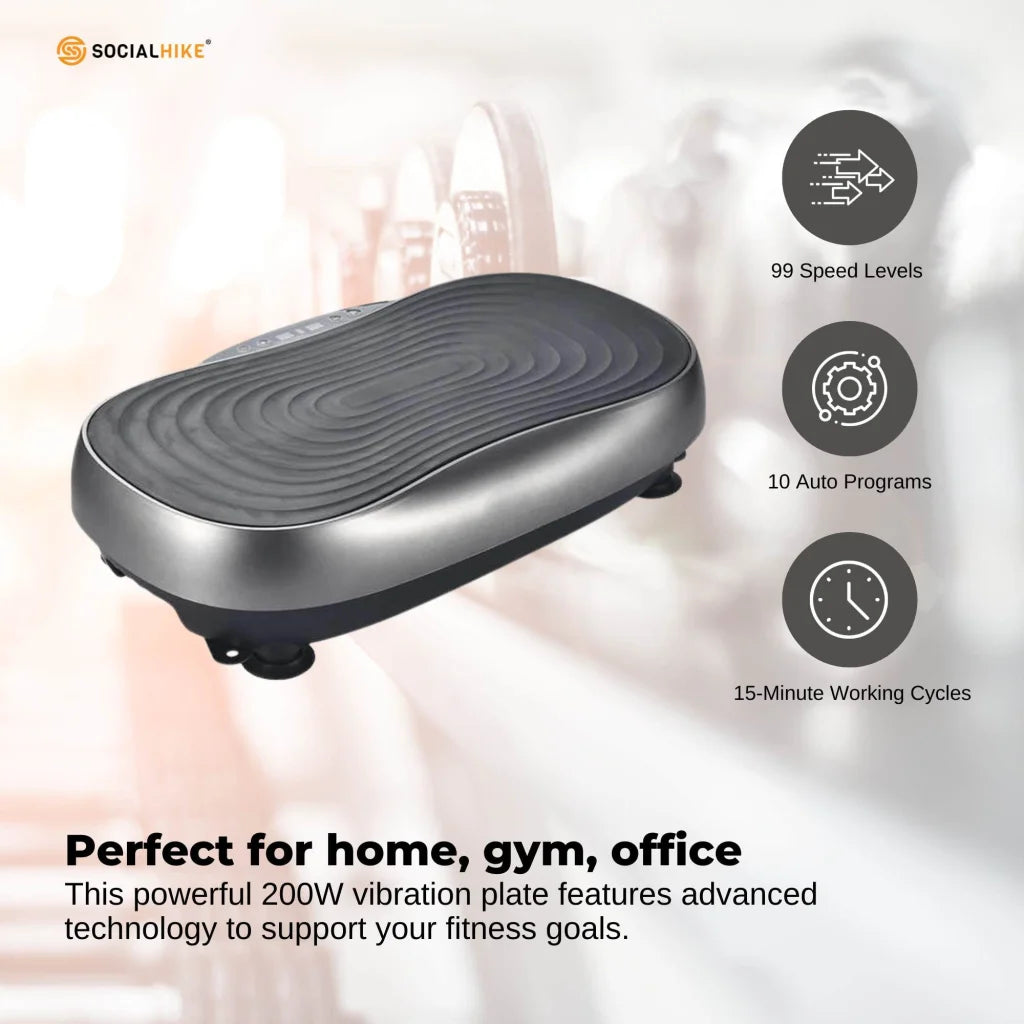 Vibration Plate Machine Vibrating Exercise Platform Grey Social Hike