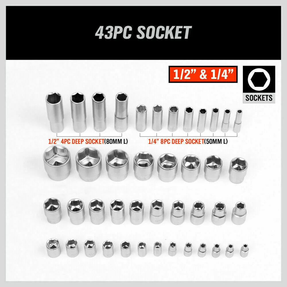 Socket Ratchet Wrench Set 94Pc Screwdriver Bits Extension