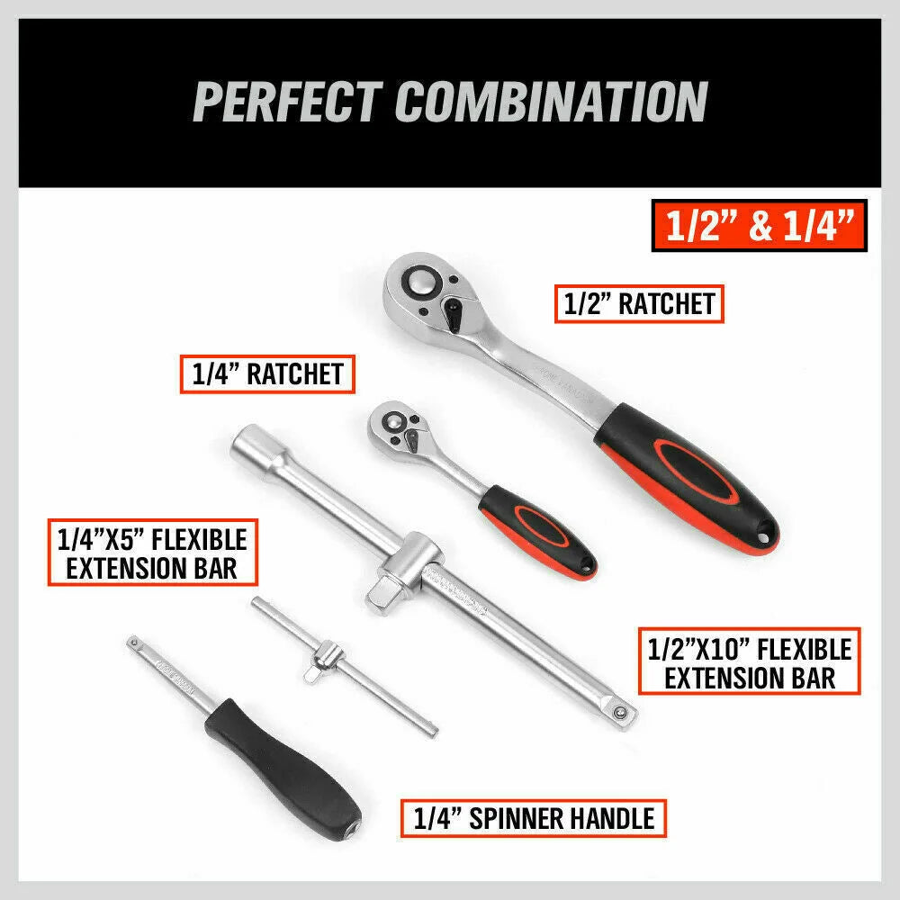 Socket Ratchet Wrench Set 94Pc Screwdriver Bits Extension