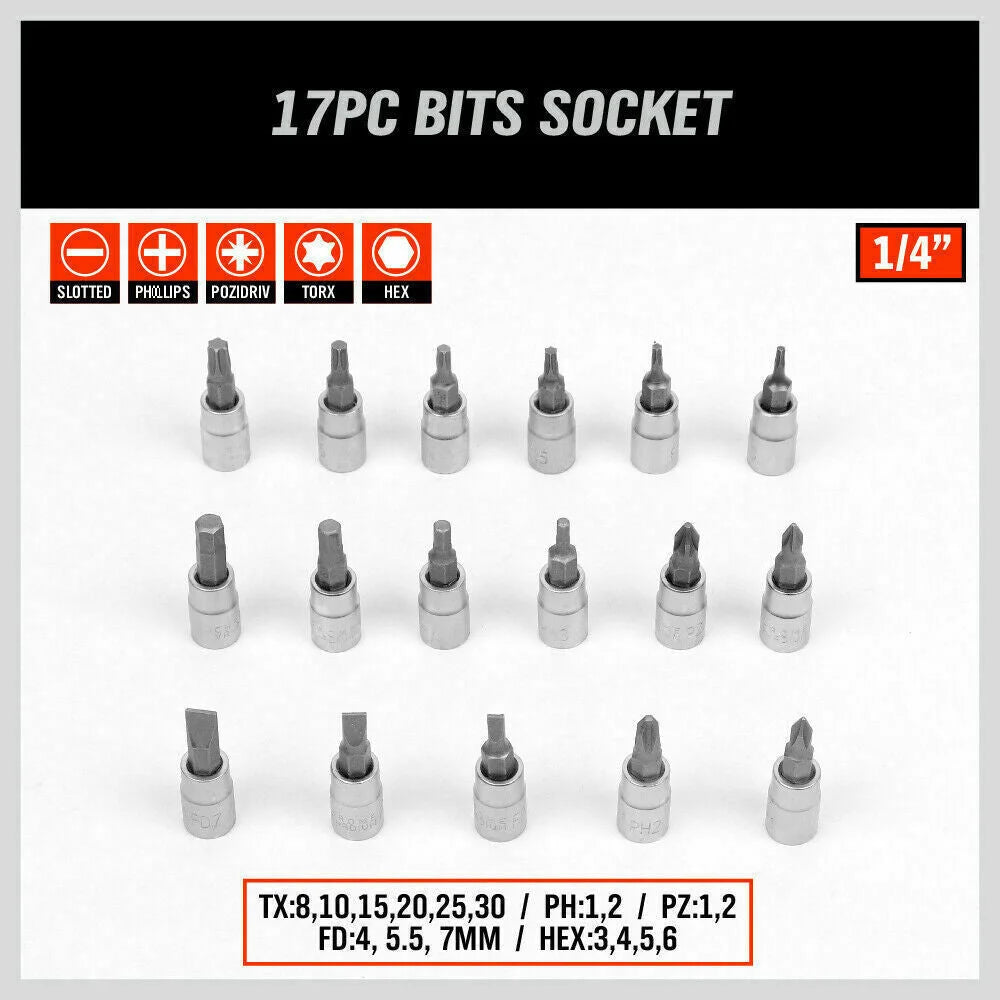 Socket Ratchet Wrench Set 94Pc Screwdriver Bits Extension